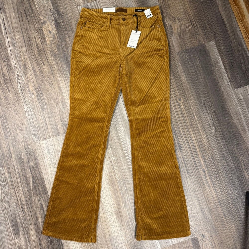 Judy Blue Camel Corduroy Bootcut Flare Western Boho Pants Mid Rise Size 9/29 NEW